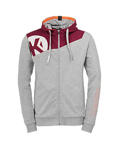 Kempa Core 2.0 Kapuzenjacke dark grau melange/deep rot